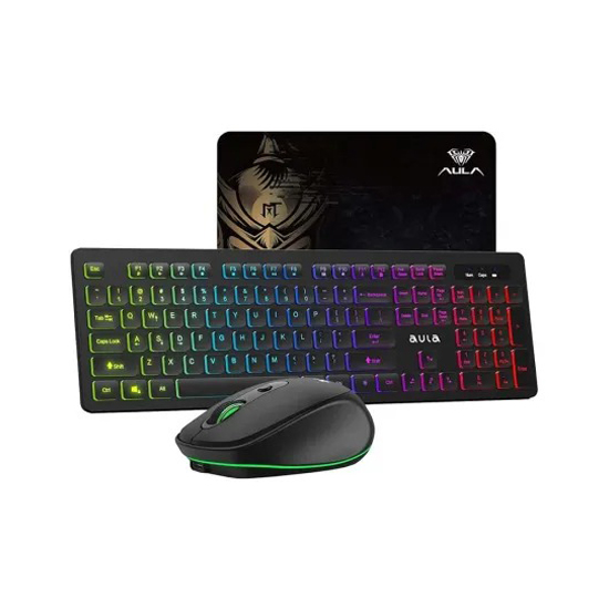 Aula AC208 RGB Backlit Wireless Gaming Keyboard, Mouse & Mouse Pad Combo