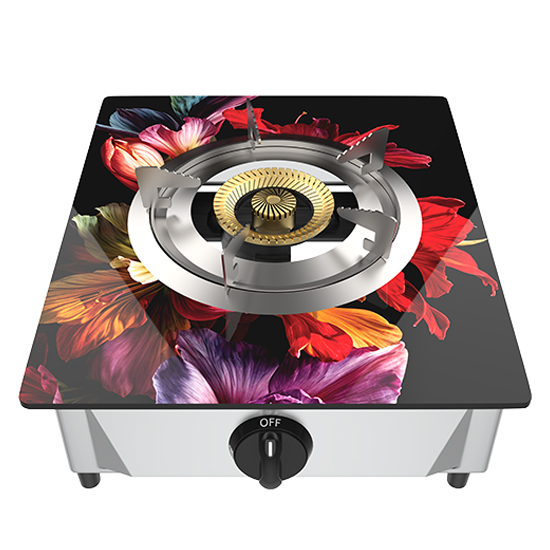 Jamuna JGS-GB01G Floral Brass Burner LPG-NG Gas Stove