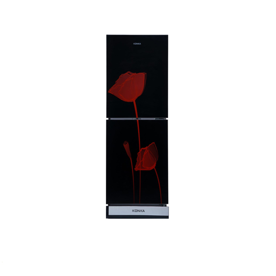 KONKA Refrigerator-KRB-270VB-Glass Mirror Red Tulip, Bottom Freezer (270 LTR)