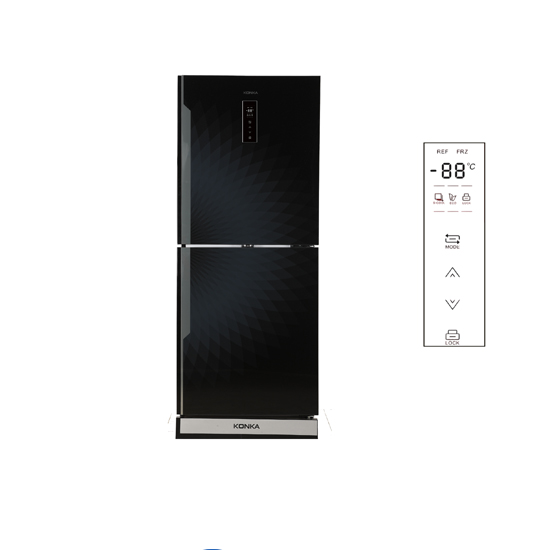 KONKA Refrigerator-KRT-282EGB-Black Diamond, Upper Freezer, Electronics Control with Digital Display (282 LTR)