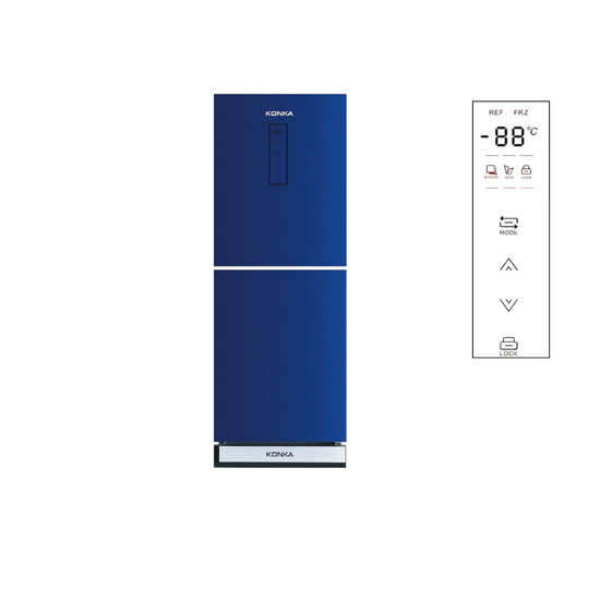 KONKA Refrigerator-KRT-282EGB-Blue with Spot, Upper Freezer, Electronics Control with Digital Display (282 LTR)