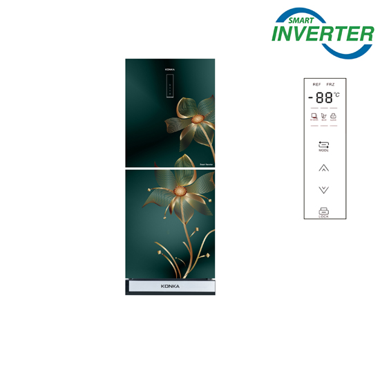 KONKA Refrigerator-KRT-282EIGB-Green Nelumbo Upper Freezer, Electronics Control, Digital Display with Inverter Technology (282 LTR)