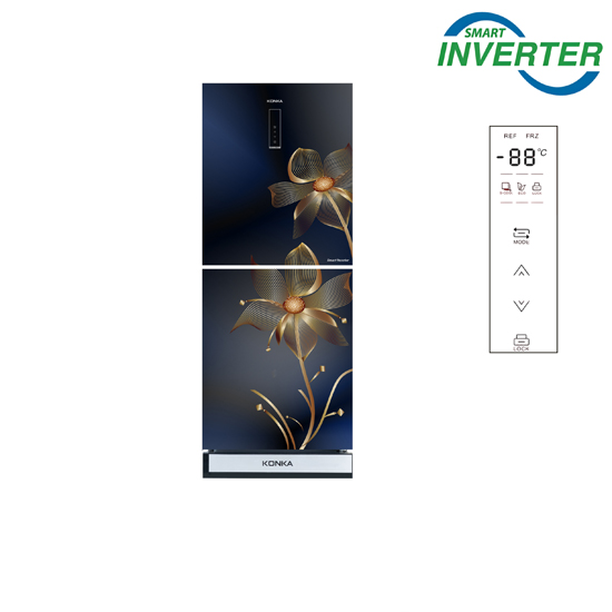 KONKA Refrigerator-KRT-282EIGB-Navy Nelumbo Upper Freezer, Electronics Control, Digital Display with Inverter Technology (282 LTR)