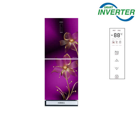 KONKA Refrigerator-KRT-315EIGB-Pink Nelumbo, Upper Freezer, Digital Display with Inverter (315 LTR)