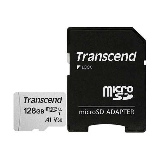 Transcend microSDXC/SDHC TS128GUSD300S-A 128GB Micro SD UHS-I U3 A1 Class 10 Memory Card With Adapter