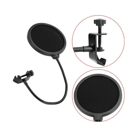Wind Pop Filter For Microphone With Adjustable Arm