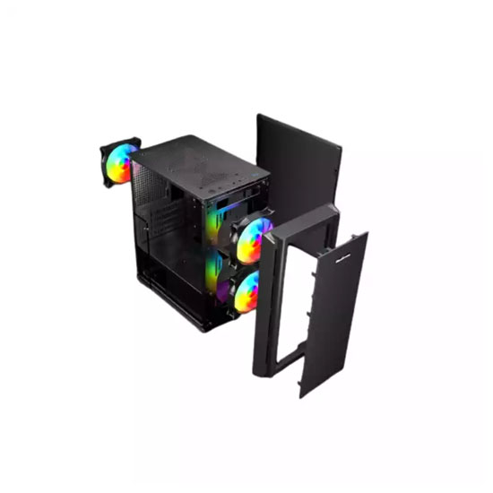 MaxGreen 5510 Mesh Mini Tower ARGB M-ATX Gaming Case With PSU