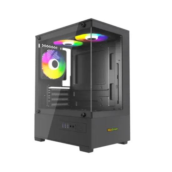 MaxGreen S19001 Mid Tower M ATX Gaming Case With 3x ARGB Fan