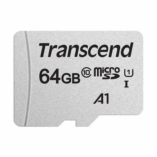 Transcend (TS64GUSD300S-A) 64GB Micro SD UHS-I U1 Memory Card with Adapter