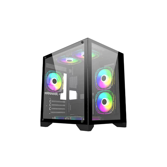 PC Power PP-H20 BK ICE CUBE 2024 Black Micro-ATX Gaming Desktop Casing