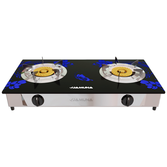 Jamuna JGS-D2LG Double Burner Blue Flower Gas Stove