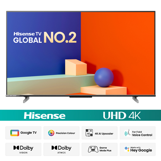 Hisense 55A6F3 55" Bezelless Dolby Vision 4K UHD Smart LED Voice Control Google DTS TV