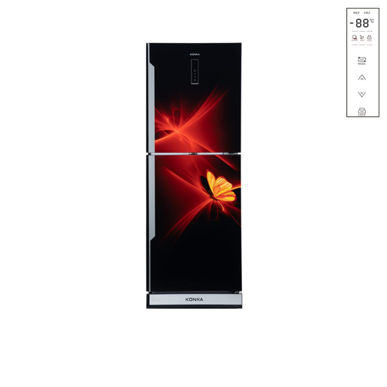 KONKA Refrigerator-KRB-307EVB-3D Red Butterfly, Bottom Freezer, with Digital Display (307 LTR)