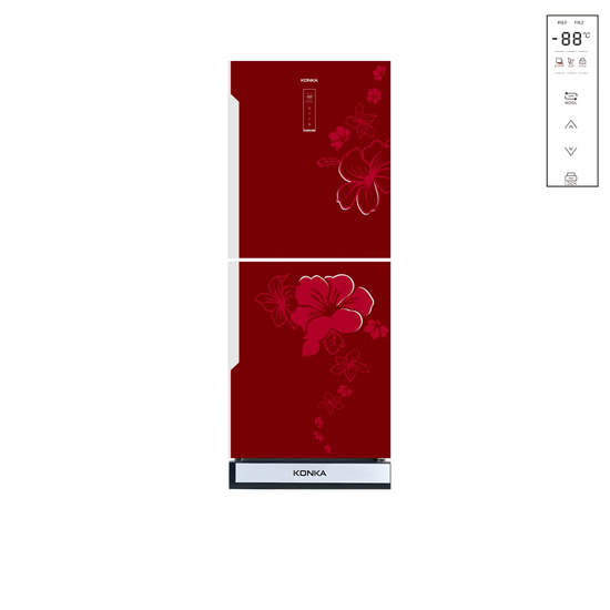 KONKA Refrigerator-KRT-315EGB-Red, Upper Freezer, Digital Display (315 LTR)