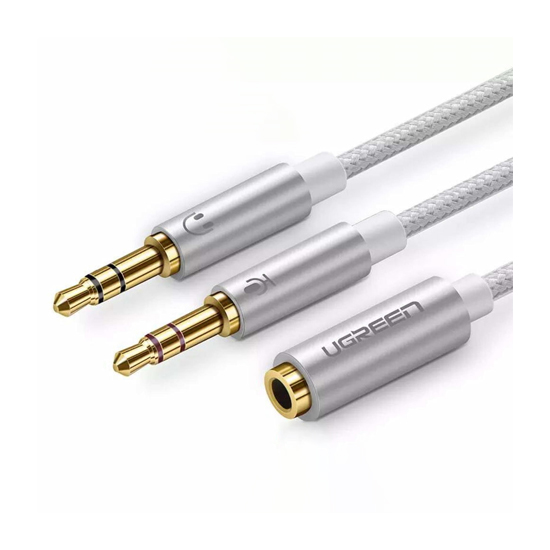 UGREEN AV140 10790 3.5mm Female To 2 Male Audio Cable Aluminum Case White