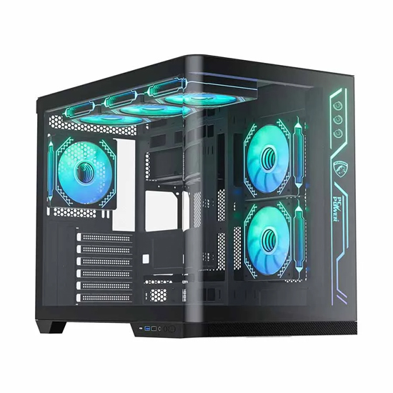 PC Power PGH650 Iceland Edge Mid Tower 6 X ARGB FAN WITH 750W PSU Black ATX ARGB Gaming Desktop Casing