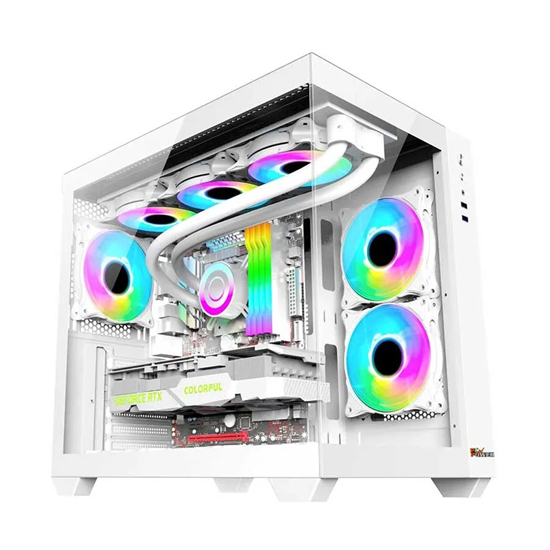 PC Power PG-H600 Iceland 6 X ARGB Fan Mid Tower ATX White Gaming Desktop Casing