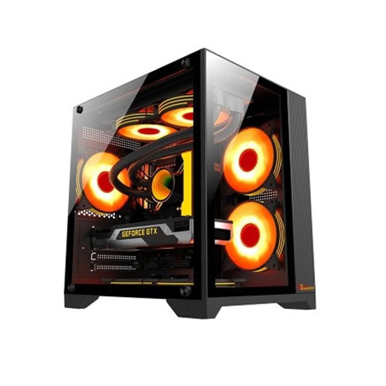 PC Power Ice Cube Black 3 X ARGB Fan ATX Gaming Desktop Casing With 350W PSU