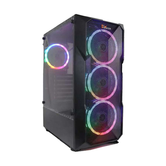 PC Power GC2301 MESH Black Mid Tower ATX Gaming Casing With 550W PSU & 4 X RGB Fans