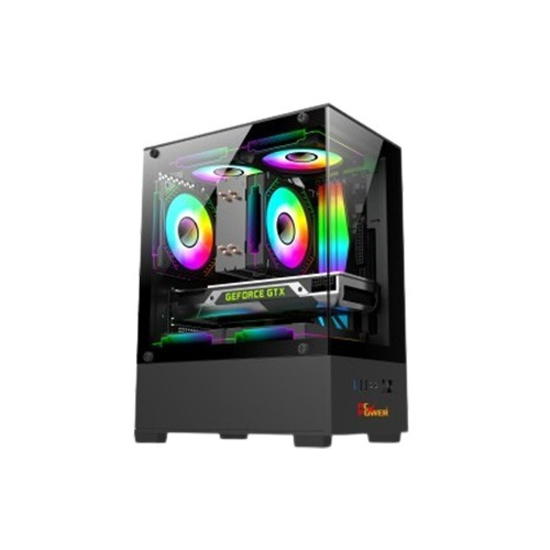 PC Power RIVER VIEW Black Gaming Casing With 5 X ARGB Fans