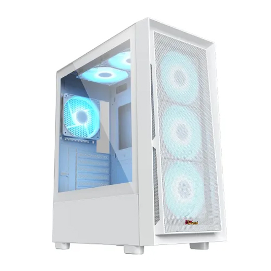 PC Power Crystal Glass V3 White ATX Desktop Gaming Casing With 4 X ARGB Fans | PP-GS2404V3 WH