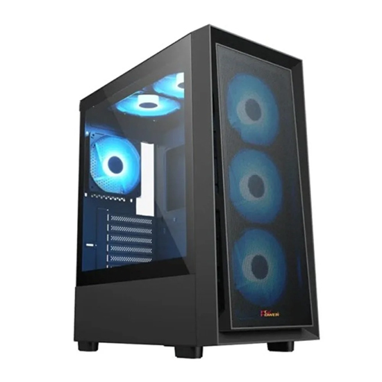 PC Power Crystal Glass V3 Black ATX Desktop Gaming Casing With 4 X ARGB Fans | PP-GS2404V3 BK