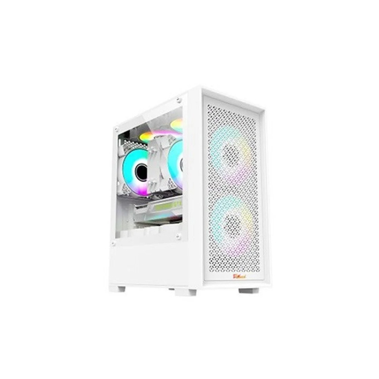 PC Power DARK FLOW MESH X2 White M-ATX Gaming Casing With 3X ARGB Fans