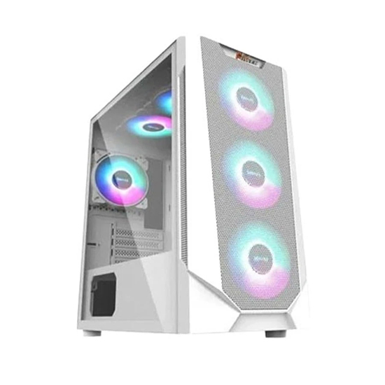 PC Power PG-300 Panzer Mesh Mid Tower White ATX Gaming Desktop Casing With 4 X ARGB Fans | PG-300 WH