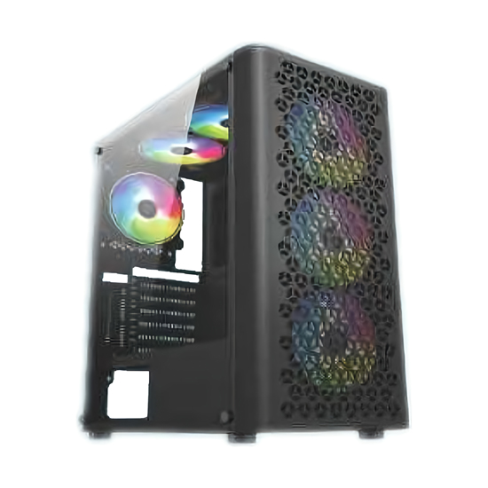 PC Power Trinity Mesh Black Mid Tower ATX Gaming Desktop Casing With 4 X ARGB Fan | PP-GS2407 BK