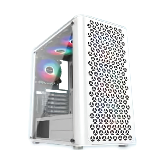 PC Power Trinity Mesh White Mid Tower ATX Gaming Desktop Casing With 4 X ARGB Fan | PP-GS2407 WH