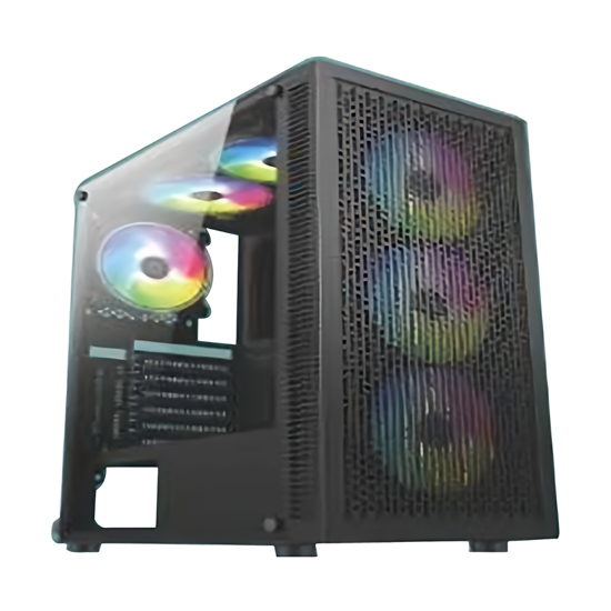 PC Power Dark Flow Mesh Elite Black Mid Tower ATX Gaming Desktop Case With 4 X ARGB Fans | PP-GS2406 BK