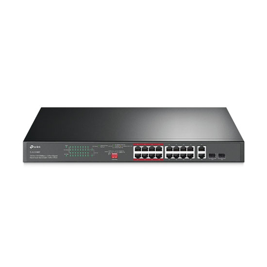 TP-Link TL-SL1218MP V2 16 Port 10/100 Mbps + 2 Port Gigabit Rackmount Switch With 16 Port PoE+