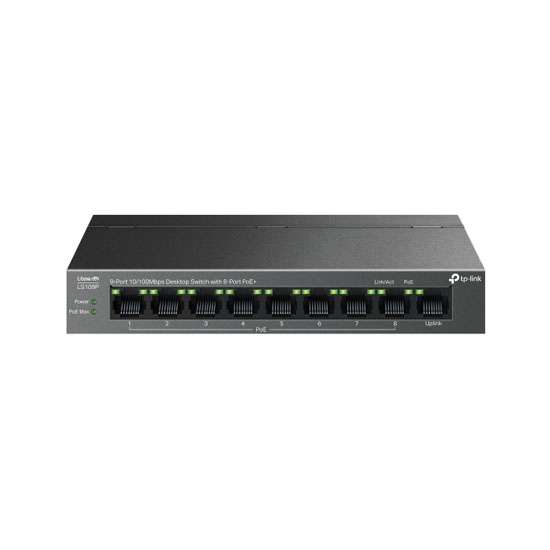 TP-Link LS109P 9 Port 10/100Mbps Desktop Switch With 8 Port PoE+